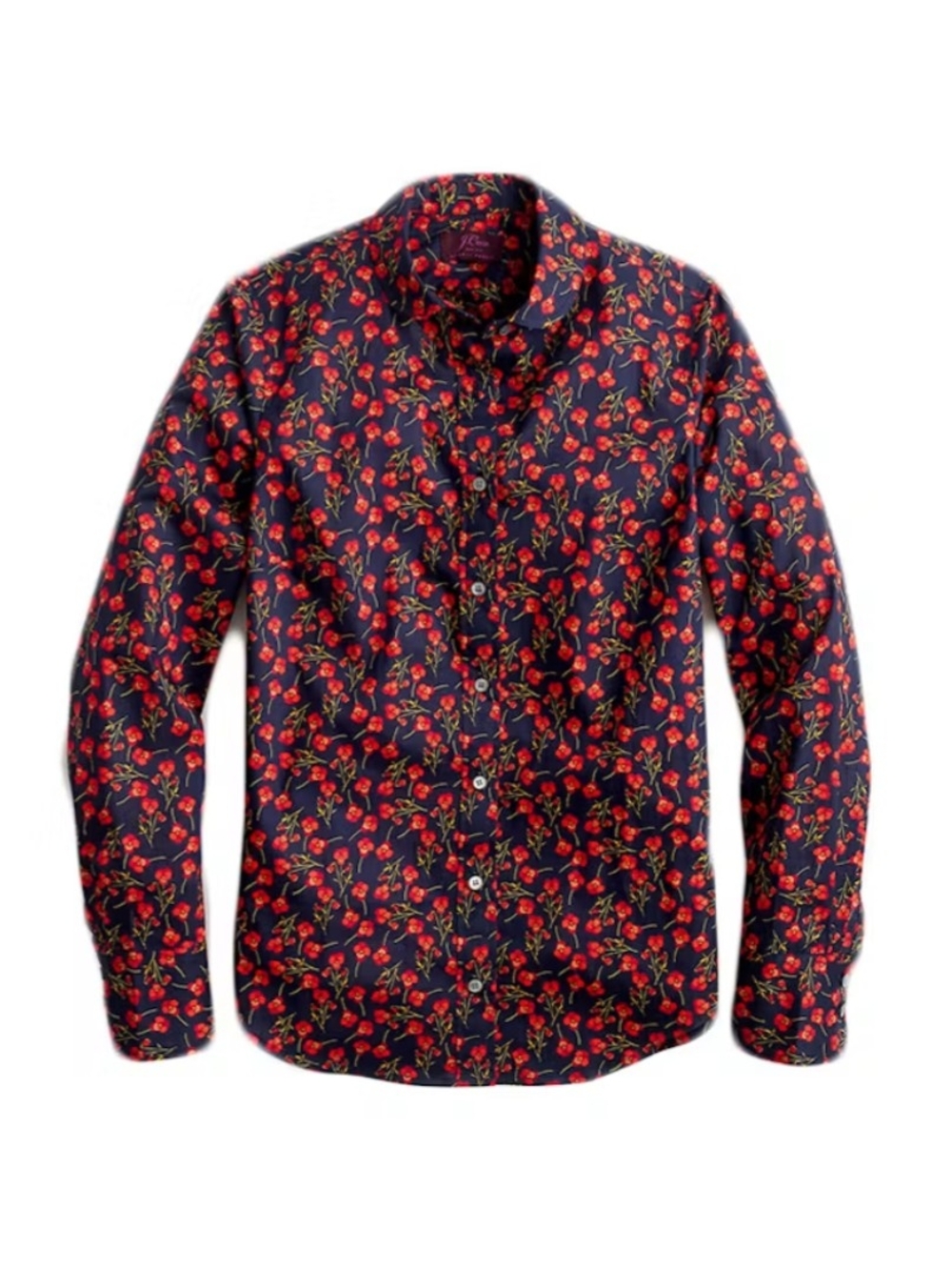 J.Crew Liberty Art Fabrics Shirt 2T Tall Red Ros Floral Perfect Fit Button Down